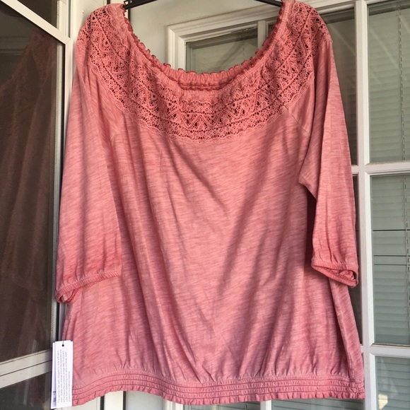 Sonoma Tops - NWT 🌸 ROSE 100% COTTON CROCHET BLOUSE TOP 2X